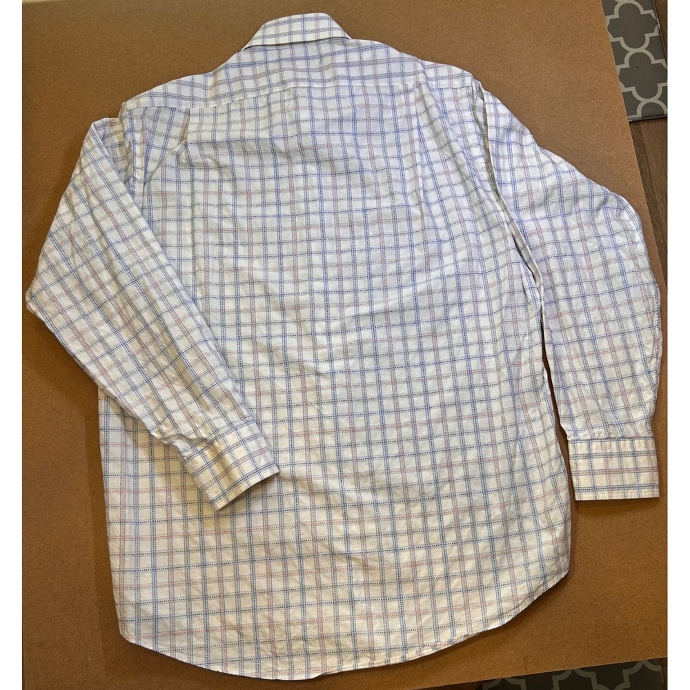 Faconnable Long Sleeve Button Up Shirt USA 100% Cotton Mens 15R White w/Plaid - Picture 12 of 13